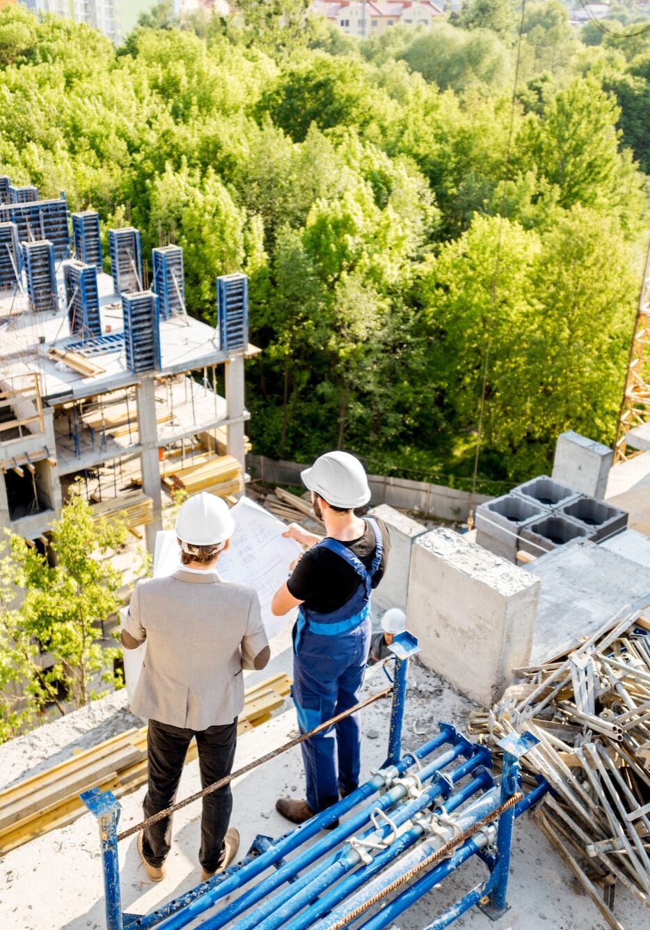 Construction site with workers